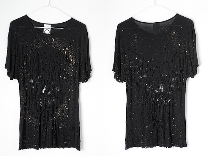 Totally blown distressed cotton top with bullet holes, hand stitching, and one of a kind! On Thenuminous.net